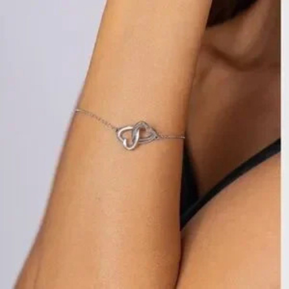 Charter Club Interlocking Heart Bracelet C Sterling Silver Adjustable